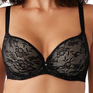 Wacoal 853201 Underwire Lined Lace Finesse Contour T-shirt Bra Size 34B Black